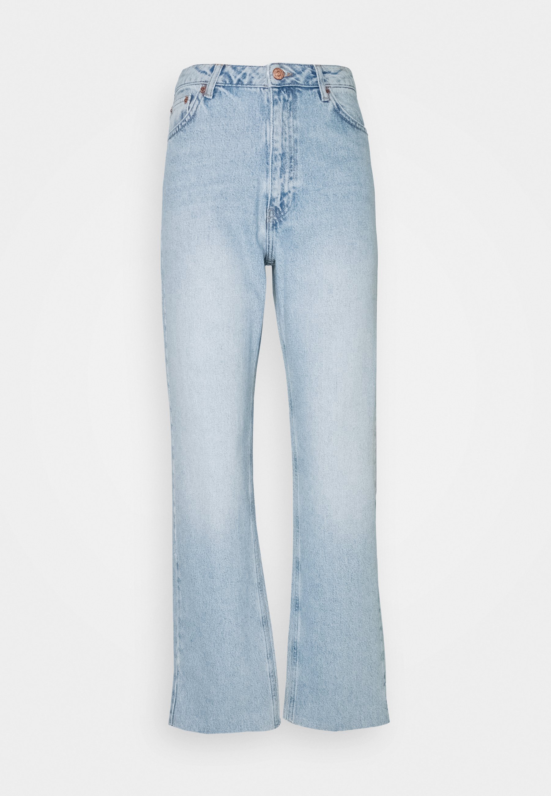 Vêtements NA-KD HIGH WAIST RAW - Jean droit - light blue