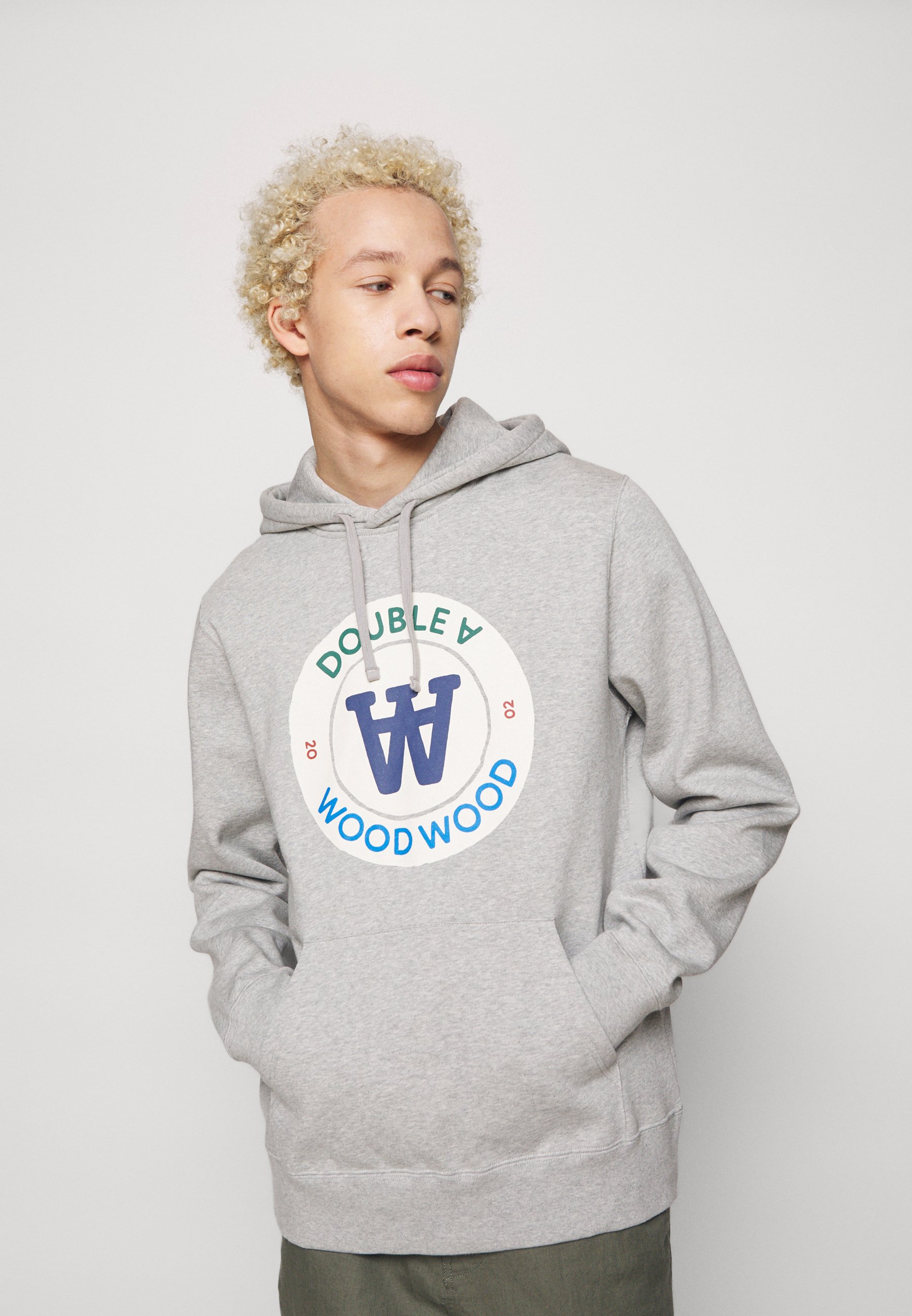 Vêtements Wood Wood IAN CREST HOODIE - Sweatshirt - grey melange