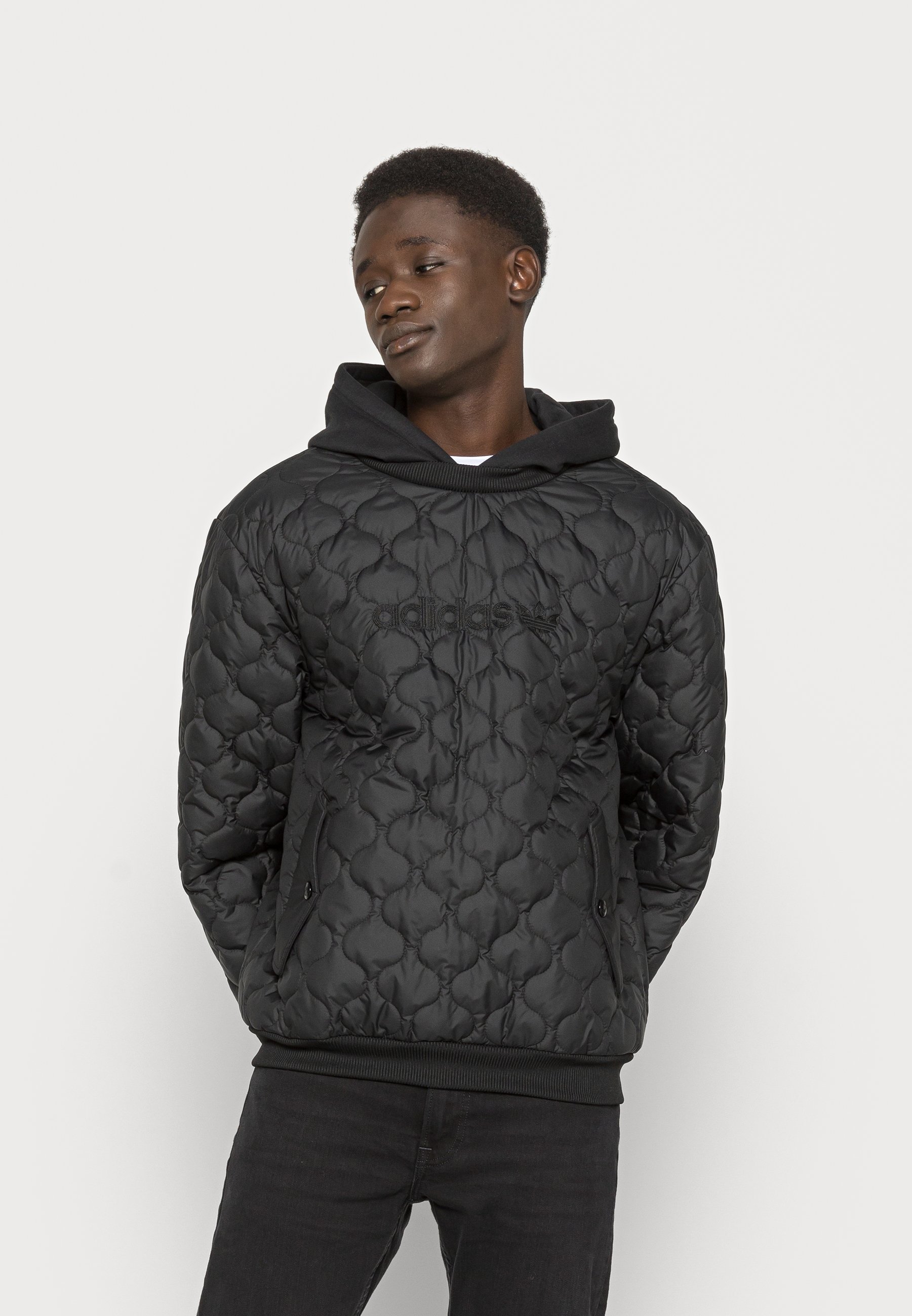 Homme adidas Originals QUILTED HOODY - Sweat à capuche - black